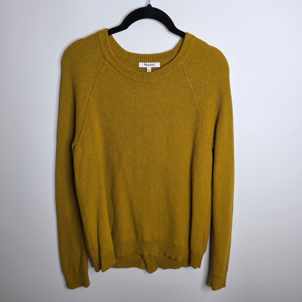Madewell Pullover Sweater Women Medium Waffle Knit Tulip Back